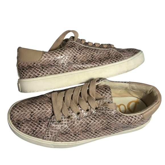 Sam Edelman Ethyl Faux Leather Snakeskin Print Pink Sneakers Sz 9.5 - Picture 6 of 10